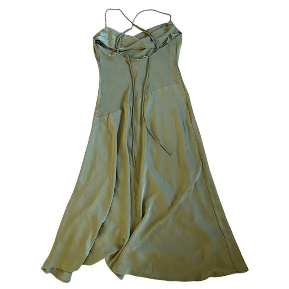 Women’s ASTR The Label Gaia Cowl Neck Satin Olive Green Dress Size Small - Picture 4 of 8